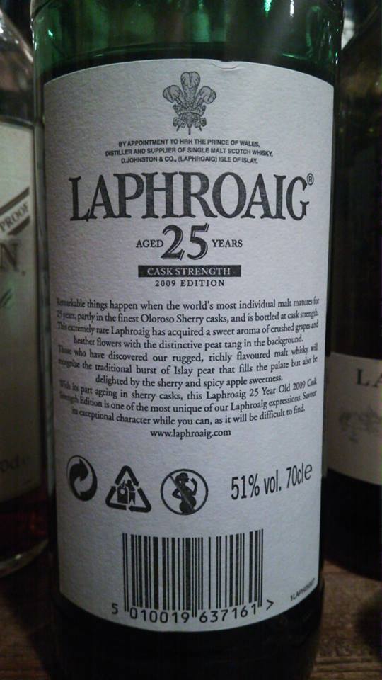 ラフロイグ25年 2009ボトリング 51％ カスクストレングス 裏面 – シングルモルト通販モルトヤマ 店主のブログ